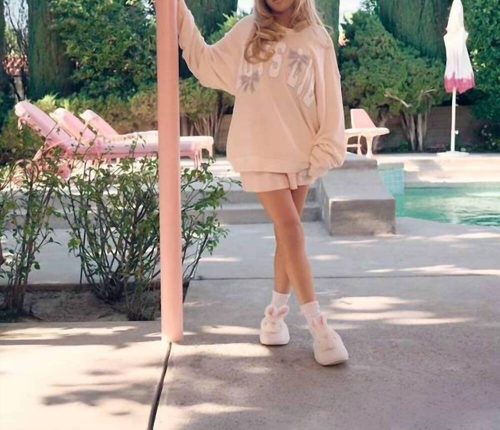 NEW BOYS LIE sunshine and rainbows kara crewneck sweater in peach stripe